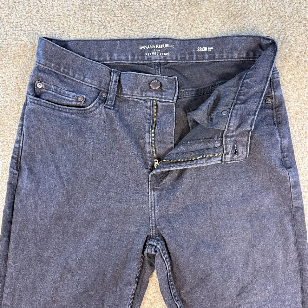 Banana Republic Travel Jeans Mens 33x30 (32x28) Gray Slim Fit Stretch F628